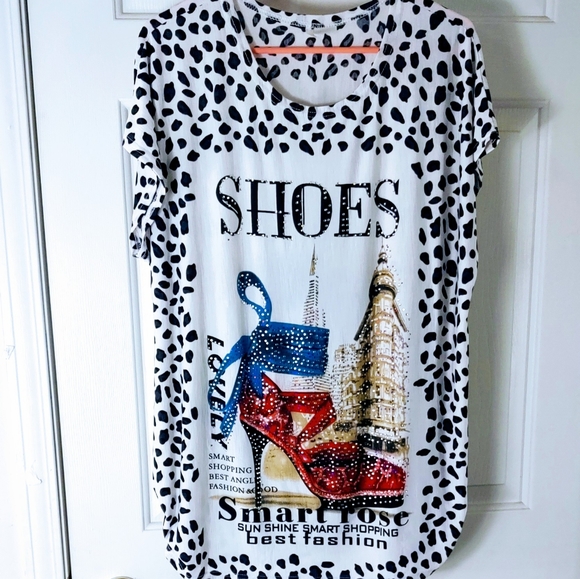 bombom Tops - women's⭐blouse w. rhinestones top fashion shoe Xl